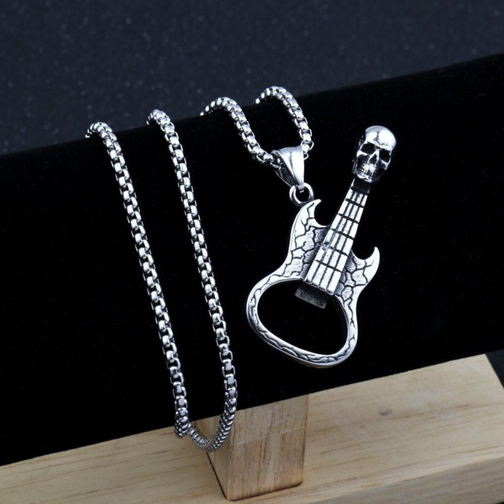ππ΅MUSIC LOVER GUITAR SILVER COLOR NECKLACE - GIFT FOR LOVED ONES, N90201P102 - Picture 6 of 9